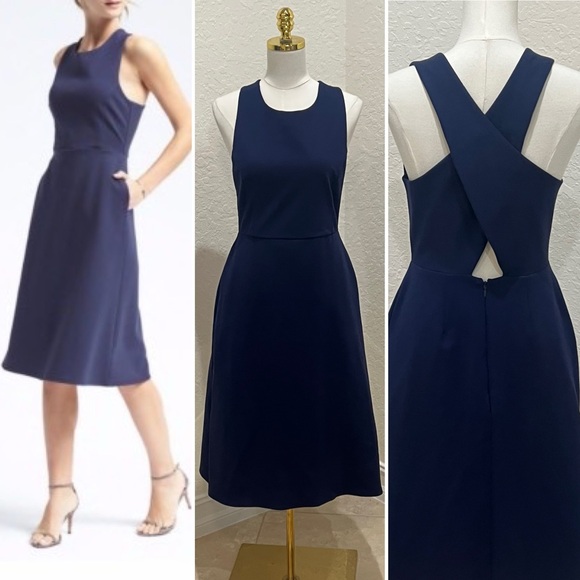 Banana Republic Dresses & Skirts - Banana Republic Navy Cross-Back A-Line Dress